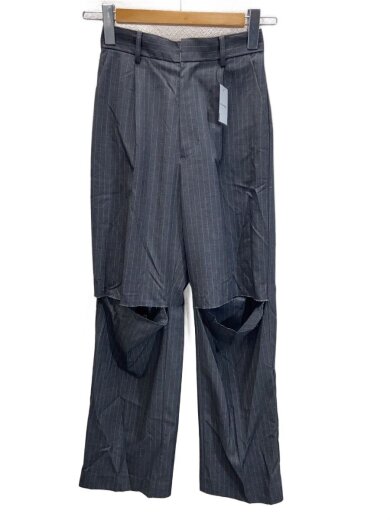 商品画像：SLIT CUT OFF STRAIGHT PAN/S/ポリエステル/GRY/ストライプ/0224208751150 1
