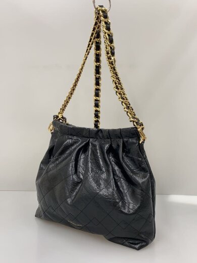 商品画像：ショルダーバッグ/フェイクレザー/BLK/Duo Double Chain Hobo Bag// 2