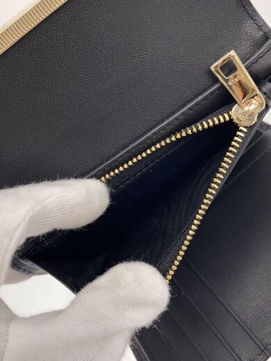 商品画像：2つ折り財布/クロコ型押し/レザー/BLK/レディース// 5