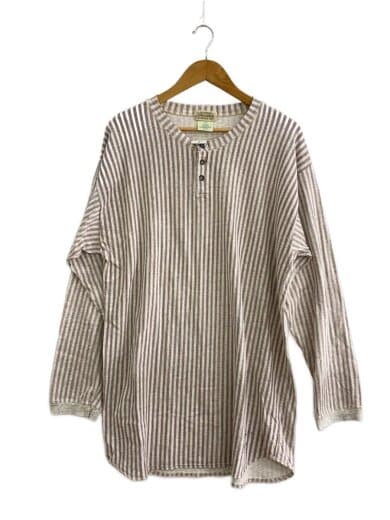 商品画像：ヘンリーネックカットソー/XL/コットン/GRY/ストライプ 1