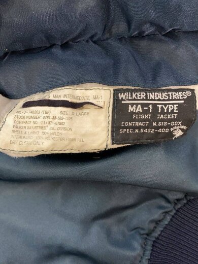 商品画像：WILKER INDUSTRIES/vintage/フライトジャケット/XL/ポリエステル/NVY 3