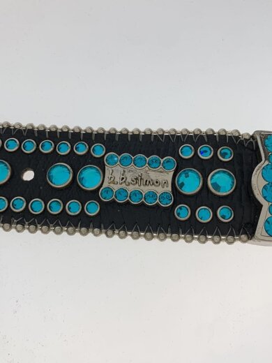 商品画像：ベルト/クロコ型押し/カラーストーン/レザー/BLU/メンズ 3