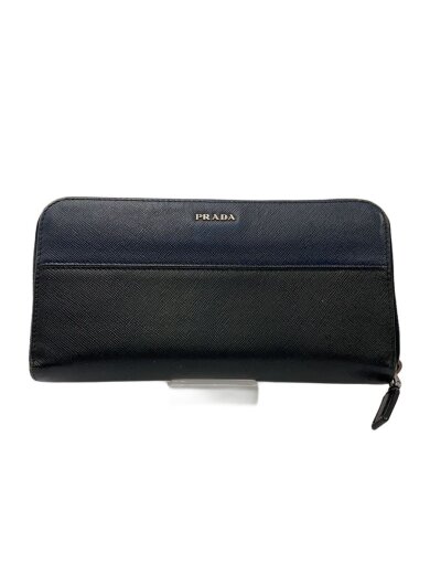 商品画像：長財布/レザー/BLK/無地/メンズ/角擦れ有 1