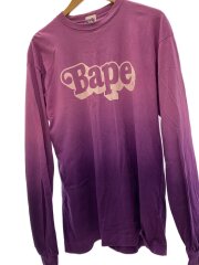 グラデーション/立体文字/長袖Tシャツ/L/コットン/PUP/無地