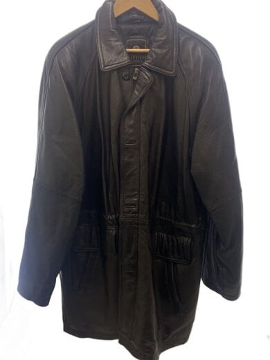 商品画像：レザージャケット・ブルゾン/LL/羊革/BLK/無地 1