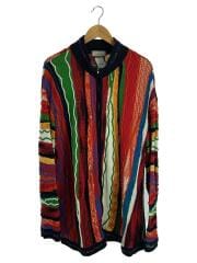 3Dジップアップカーディガン/4XL/コットン/マルチカラー/ホツレ有