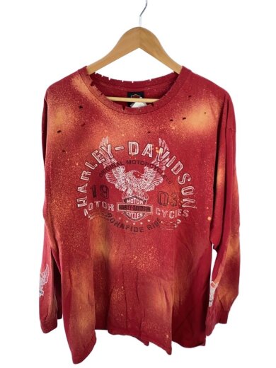 商品画像：ダメージ加工/長袖Tシャツ/XL/--/RED 1