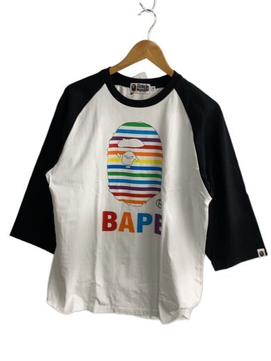 商品画像：レインボーロゴ/ラグラン/7分袖カットソー/XL/コットン/BLK// 1