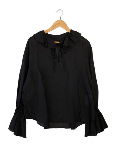 商品画像：長袖ブラウス/--/レーヨン/BLK/無地/1621-1-000003 1