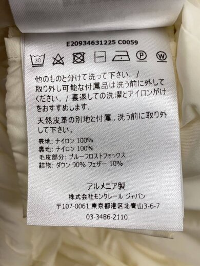 商品画像：ダウンジャケット/3/ナイロン/WHT/無地/E20934631225// 4