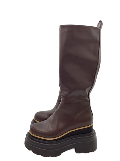 商品画像：ロングブーツ/M/BRW/レザー 1