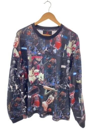 商品画像：長袖Tシャツ/L/ポリエステル/BLK/総柄/IF1831-010 1