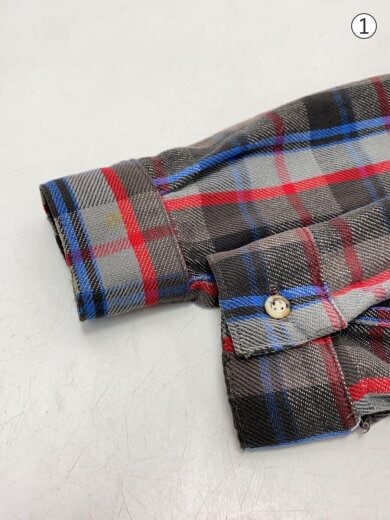 商品画像：ネルシャツ/M/コットン/GRY/チェック/腹部に穴あき有り 4