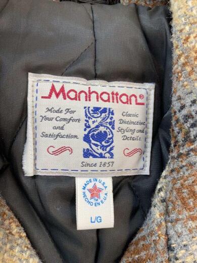 画像：MANHATTANピーコート/90S/USA製/VINTAGE/L/ウール/ベージュ/チェック3