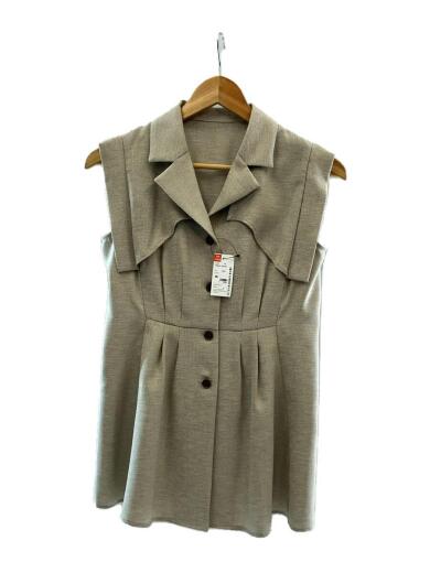 画像：PUBLIC TOKYOリネンライクオープンカラーブラウス/ベスト/FREE/ポリエステル/ベージュ/1623000101