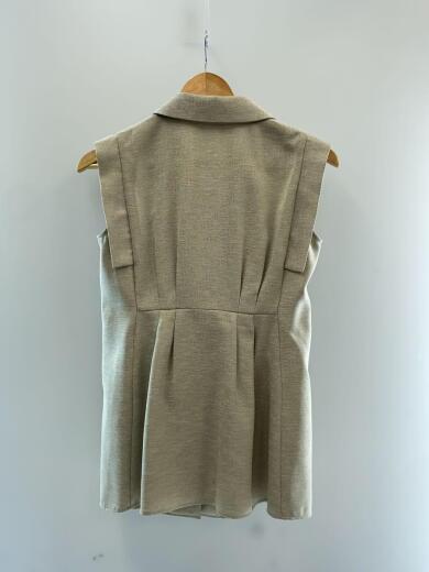 画像：PUBLIC TOKYOリネンライクオープンカラーブラウス/ベスト/FREE/ポリエステル/ベージュ/1623000102