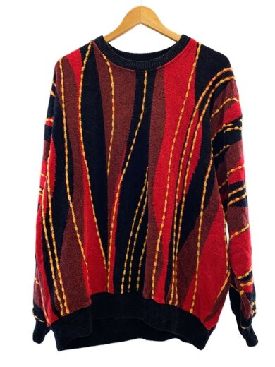 商品画像：3Dニット/カナダ製/ニット・セーター(厚手)/XL/アクリル/RED/総柄 1