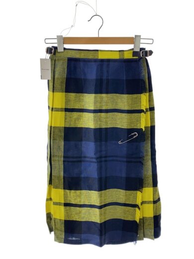 商品画像：ロングスカート/38/リネン/YLW/チェック/5073L 1