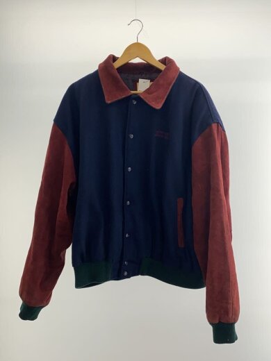 商品画像：90s/LONDON/レザー切替スタジャン/XXL/スウェード/NVY 1