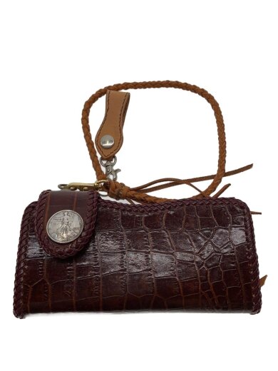 画像：その他ブランドバイカーズウォレット/クロコ/長財布/レザー/BRW/メンズ1