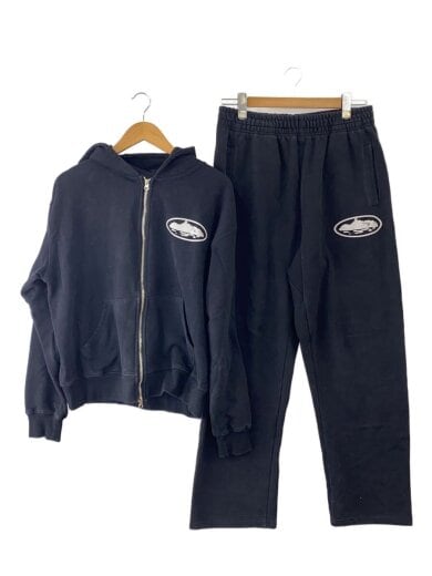 商品画像：ジップパーカー/スウェットパンツセットアップ/L/コットン/BLK/無地/crtz_1162 1