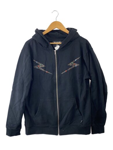 商品画像：ラインストーン/ジップパーカー/L/コットン/BLK 1
