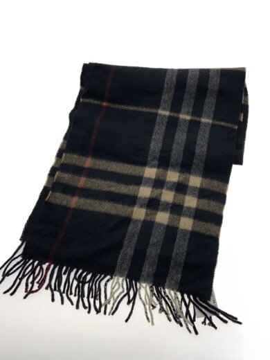 商品画像：マフラー/カシミア/BLK/チェック/レディース 1