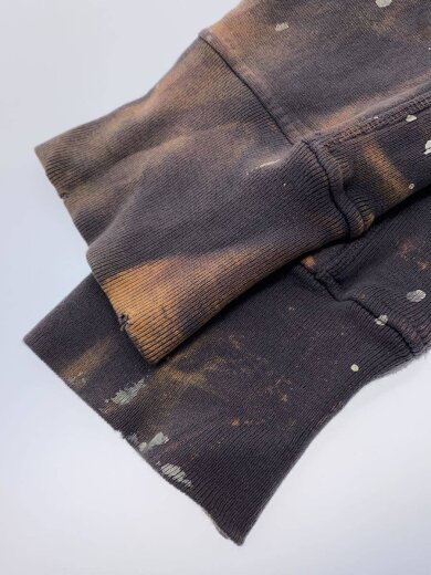 画像：GRAILUSA製/ブリーチ加工/ペンキ/バックスカル/ジップパーカー/L/コットン/GRY5