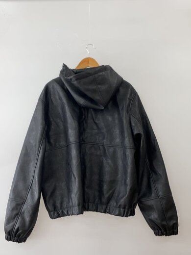 商品画像：フェイクレザーフーデッドジャケット/XL/フェイクレザー/BLK/無地/6318/450/800// 2