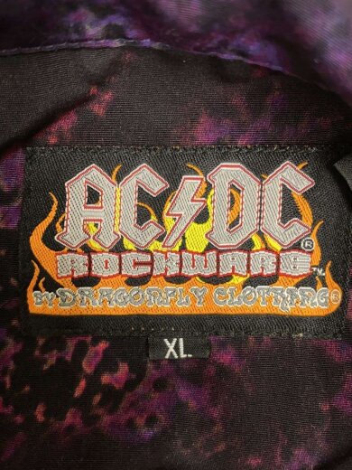 商品画像：90s/AC/DC/VINTAGE/オープンカラーシャツ/半袖シャツ/XL/ポリエステル/総柄// 3