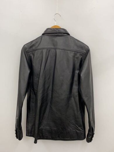 商品画像：レザージャケット・ブルゾン/L/牛革/BLK/無地/クロスデザインスナップ 2