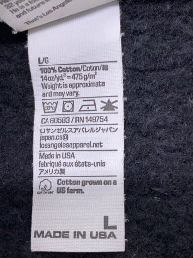 商品画像：ジップパーカー/L/コットン/BLK 4