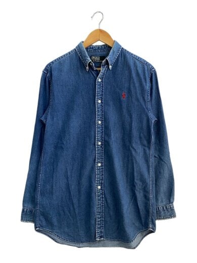 商品画像：POLO RALPH LAUREN/長袖シャツ/コットン/インディゴ/80s/170cm/ナイガイ/緑タグ// 1
