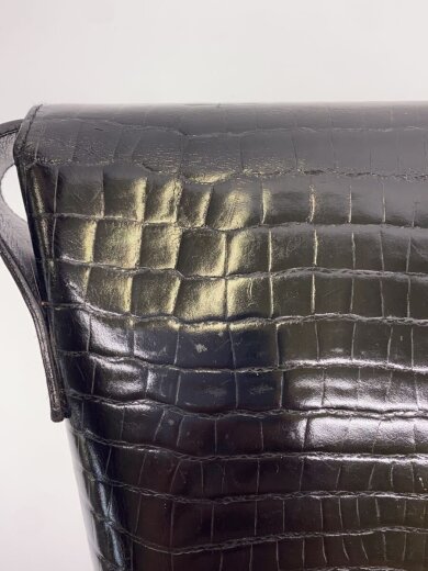商品画像：クロコ金属ロゴ/ショルダーバッグ/レザー/BLK 8