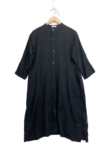 商品画像：バンドカラー長袖シャツワンピース/M/コットン/BLK/PL81FH609// 1