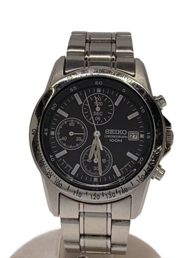 商品画像：クロノグラフ/クォーツ腕時計/アナログ/ステンレス/BLK/SLV/7T92-0DW0/電池切れ// 1