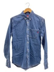 長袖シャツ/S/コットン/IDG/ボタンダウン