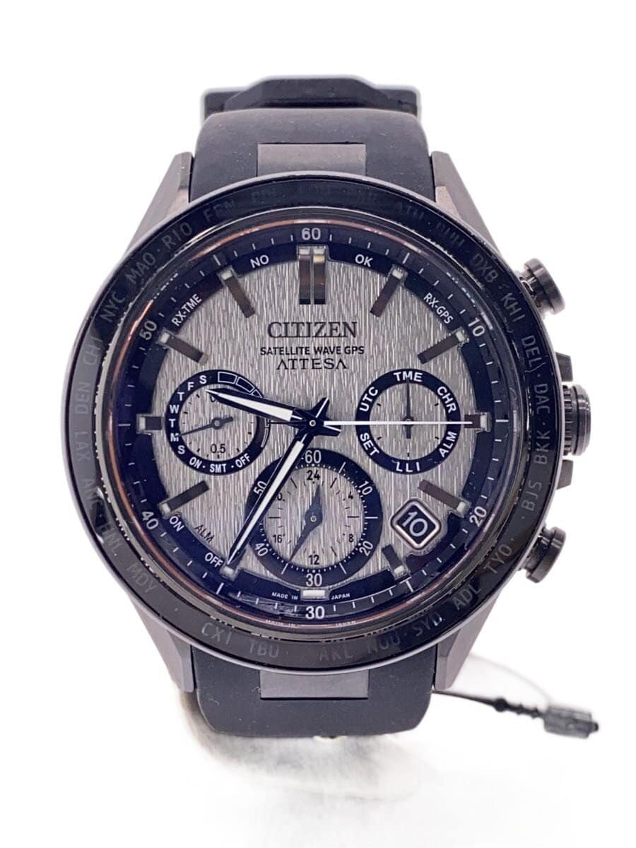 CITIZEN / ソーラー腕時計/アナログ/ラバー/SLV/BLK/F950-0029S08/アテッサF950/サテライトウェー