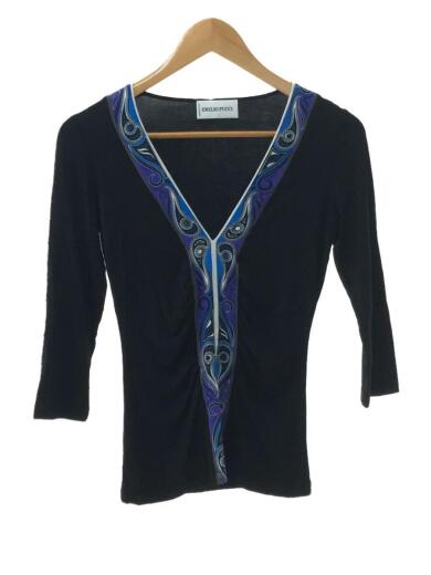 画像：EMILIO PUCCI16WP12/７分袖カットソー/36/レーヨン/ブラック/MADE IN ITALY1
