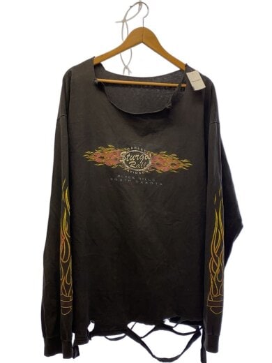 商品画像：90s/鬼フェード/ダメージ/炎/襤褸/長袖Tシャツ/--/コットン/GRY/プリント 1