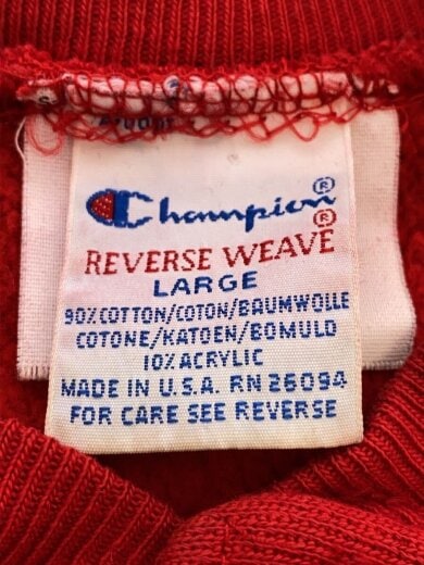 商品画像：90S/USA製/REVERSE WEAVE/カーディガン(厚手)/L/コットン/RED// 3