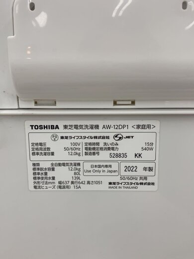 商品画像：洗濯機 AW-12DP1(W) 5
