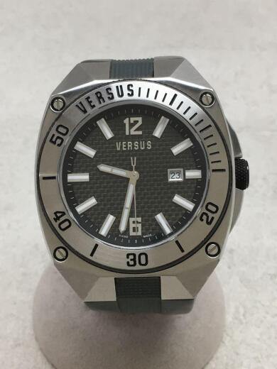 画像：VERSUS VERSACEメタルフェイス/ベゼルウォッチ/デイト/クォーツ腕時計/アナログ/ラバー/BLK/A091