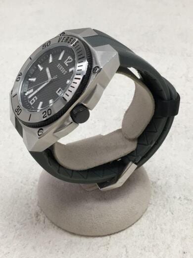 画像：VERSUS VERSACEメタルフェイス/ベゼルウォッチ/デイト/クォーツ腕時計/アナログ/ラバー/BLK/A092