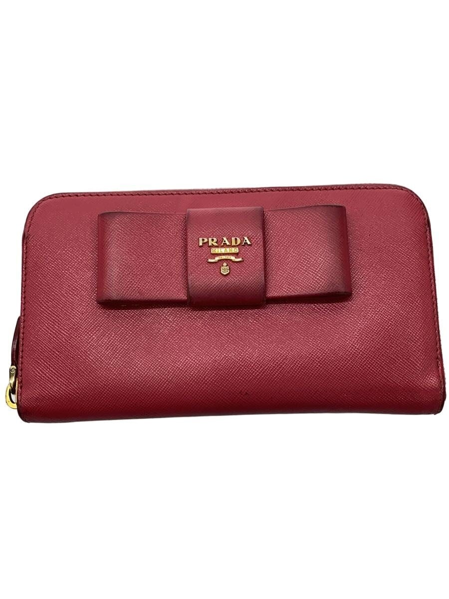 PRADA / 長財布/レザー/PNK/無地/レディース