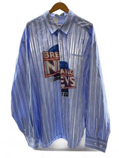 商品画像：長袖シャツ/1/コットン/BLU/ストライプ 1