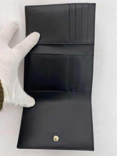 商品画像：3つ折り財布/レザー/BLK/レディース 4