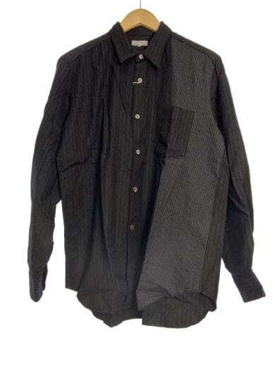 商品画像：長袖シャツ/L/ウール/BLK/ストライプ/HL-B025 1