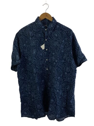 商品画像：半袖シャツ/L/リネン/NVY/ペーズリー/CANBRIDGE 1