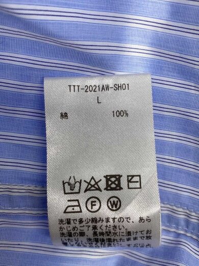商品画像：長袖シャツ/L/コットン/BLU/ストライプ/TTT-2021AW-SH01 4